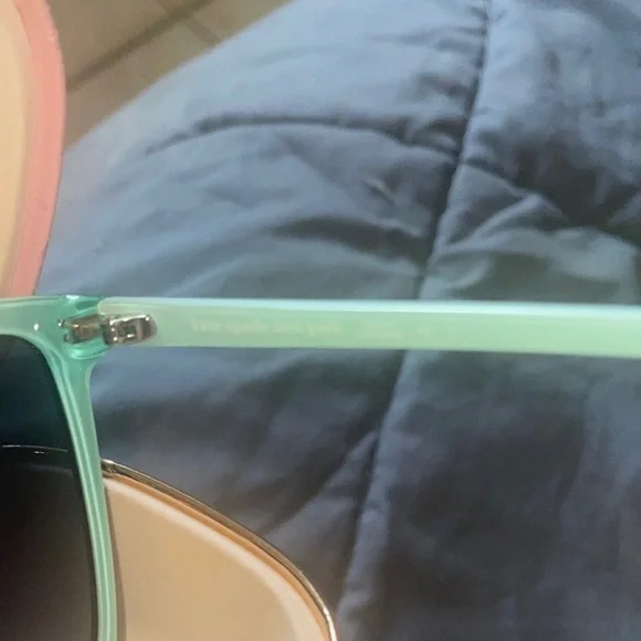 Kate Spade Black Oversized Sunglasses with *Tiffany Blue* trim - Picture 3 of 5
